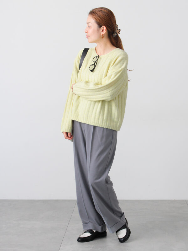 39chさま セール】 ラメ混ワイドリブニット（グレー/ベージュ/イエロー/サックス