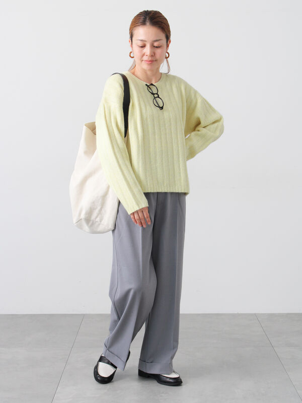つねち♡ セール】 ラメ混ワイドリブニット（グレー/ベージュ/イエロー/サックス