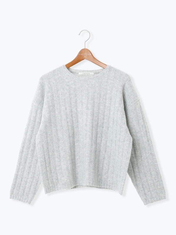 セール】 ラメ混ワイドリブニット（グレー/ベージュ/イエロー/サックス