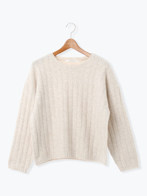 セール】 ラメ混ワイドリブニット（グレー/ベージュ/イエロー/サックス