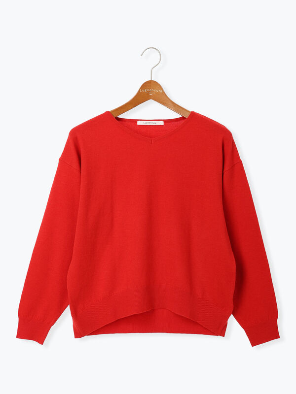 セール】 もちもちVネックニット（ブラック/レッド/ベージュ/ブルー