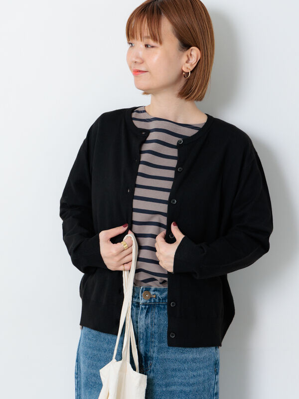 もちもちクルーネックカーディガン（ブラック）｜Lugnoncure（ルノンキュール）通販