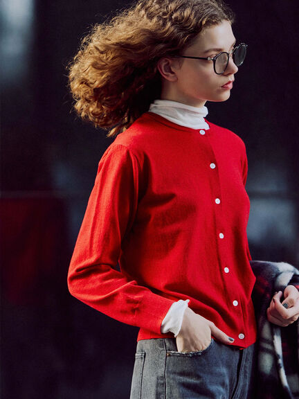 美品希少ST. JOHN COLLECTION レッドカーディガン サイズ4 美品希少ST. JOHN COLLECTION レッドカーディガン サイズ4