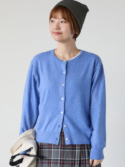 青カーディガン coen カーディガン サラコカタアゼVネックニットカーディガン
