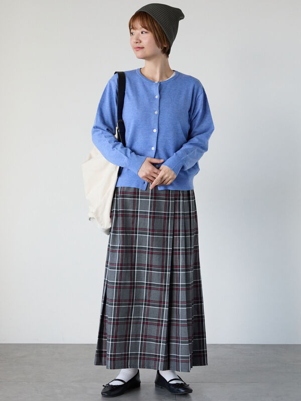 セール】 もちもちクルーネックカーディガン（ブラック/レッド