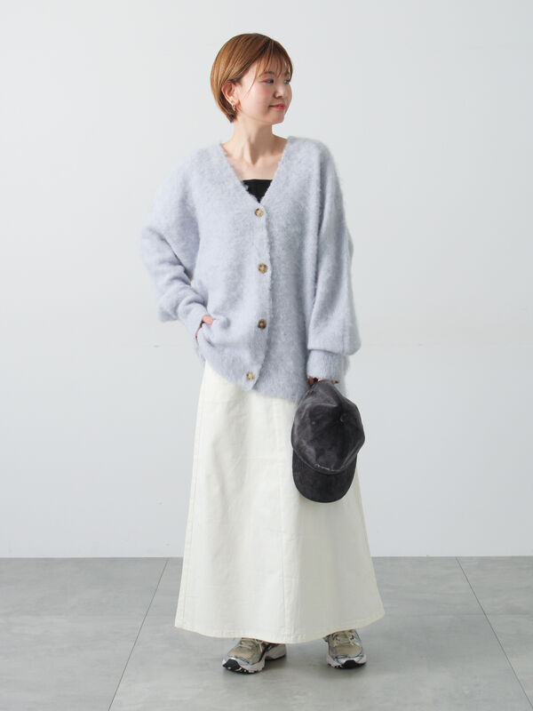 セール】 起毛Vネックカーディガン（グレー/ブラック/ピンク/ベージュ