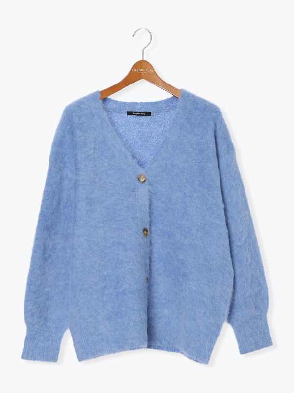 セール】 起毛Vネックカーディガン（グレー/ブラック/ピンク/ベージュ