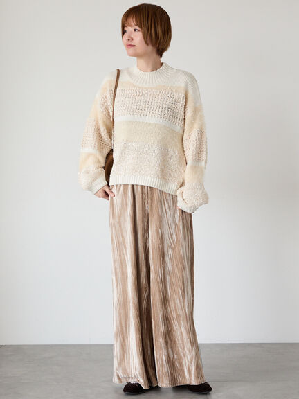 マルチデザインボーダーニット（ブラック/ベージュ/ブルー）｜Lugnoncure（ルノンキュール）通販