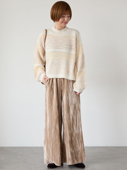 マルチデザインボーダーニット（ブラック/ベージュ/ブルー）｜Lugnoncure（ルノンキュール）通販