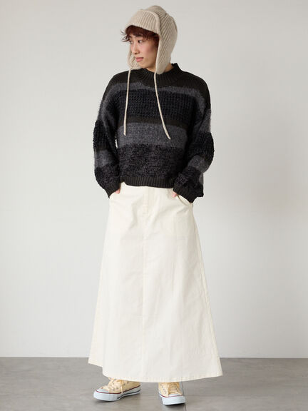 マルチデザインボーダーニット（ブラック/ベージュ/ブルー）｜Lugnoncure（ルノンキュール）通販