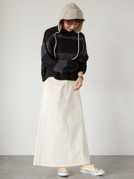 マルチデザインボーダーニット（ブラック/ベージュ/ブルー）｜Lugnoncure（ルノンキュール）通販