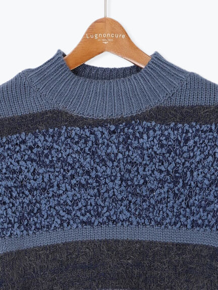 マルチデザインボーダーニット（ブラック/ベージュ/ブルー）｜Lugnoncure（ルノンキュール）通販