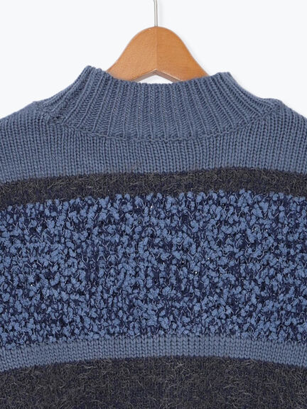 マルチデザインボーダーニット（ブラック/ベージュ/ブルー）｜Lugnoncure（ルノンキュール）通販