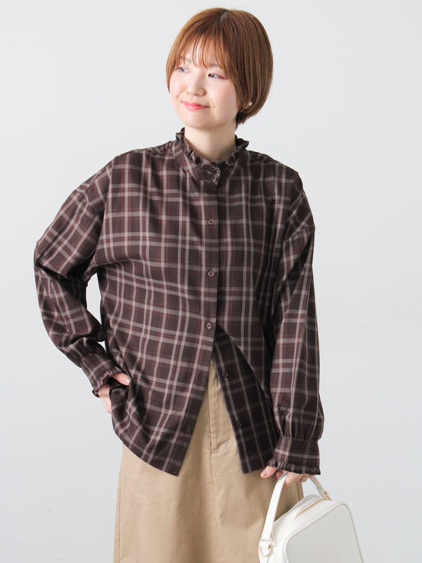 アソートスタンドフリルブラウス（オフホワイト/ブラック/ブラウン/ネイビー）｜Lugnoncure（ルノンキュール）通販