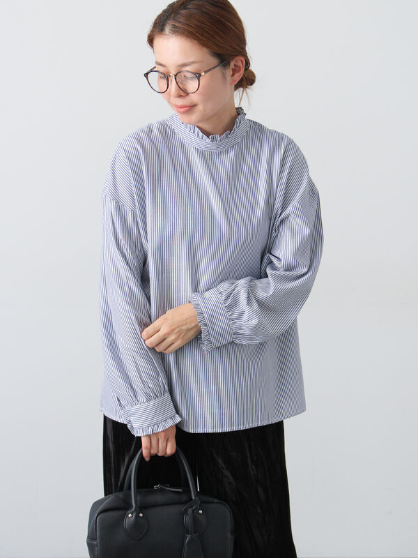 アソートスタンドフリルブラウス（ネイビー）｜Lugnoncure（ルノンキュール）通販