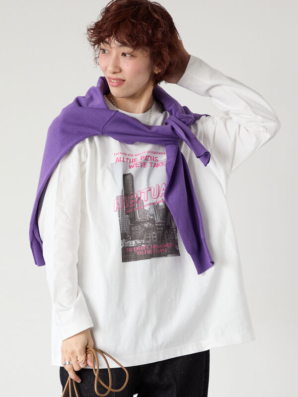 フォトプリントロングTシャツ（オフホワイト）｜Lugnoncure（ルノンキュール）通販