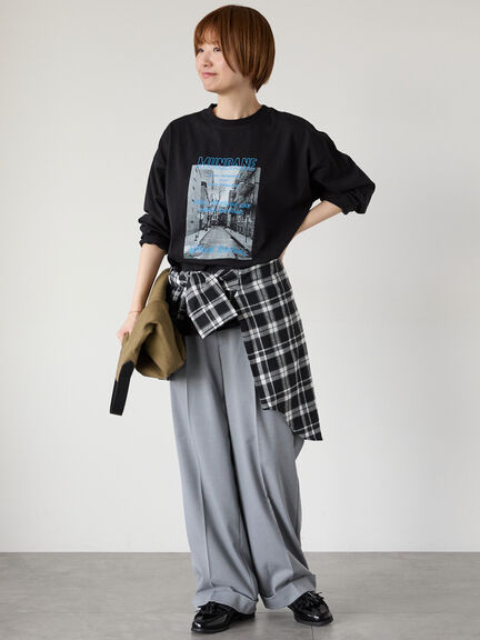フォトプリントロングTシャツ（オフホワイト/グレー/ブラック）｜Lugnoncure（ルノンキュール）通販