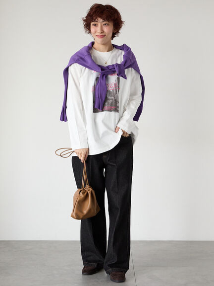 フォトプリントロングTシャツ（オフホワイト/グレー/ブラック）｜Lugnoncure（ルノンキュール）通販