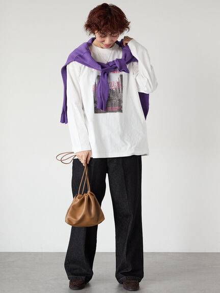 フォトプリントロングTシャツ（オフホワイト/グレー/ブラック）｜Lugnoncure（ルノンキュール）通販