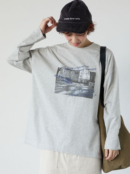 フォトプリントロングTシャツ（オフホワイト/グレー/ブラック）｜Lugnoncure（ルノンキュール）通販