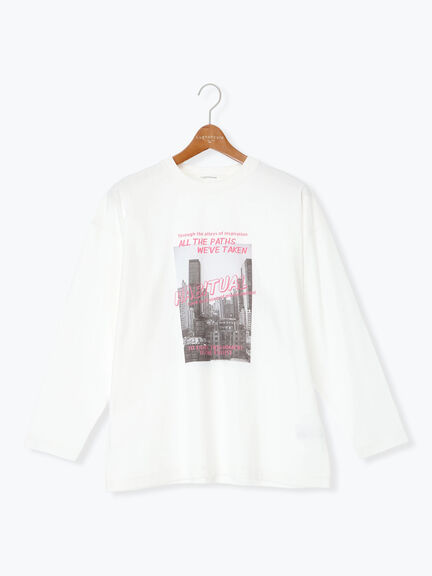 フォトプリントロングTシャツ（オフホワイト/グレー/ブラック）｜Lugnoncure（ルノンキュール）通販