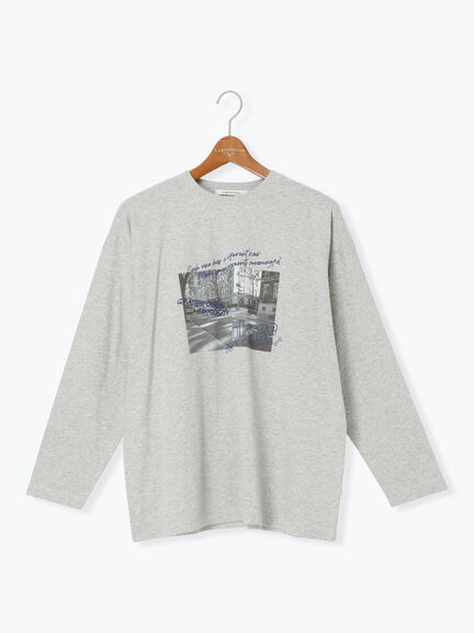 フォトプリントロングTシャツ（オフホワイト/グレー/ブラック）｜Lugnoncure（ルノンキュール）通販