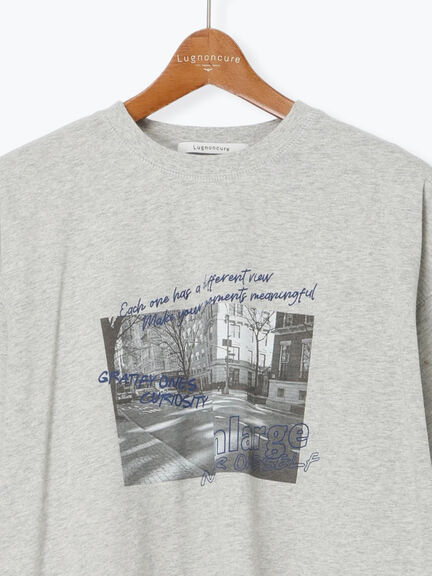 フォトプリントロングTシャツ（オフホワイト/グレー/ブラック）｜Lugnoncure（ルノンキュール）通販