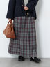 【選べる着丈】チェックキルトスカート（グレー/ベージュ/グリーン/ネイビー）｜Lugnoncure（ルノンキュール）通販