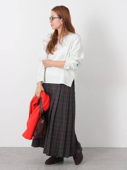 【選べる着丈】チェックキルトスカート（グレー/ベージュ/グリーン/ネイビー）｜Lugnoncure（ルノンキュール）通販