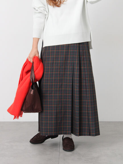 【選べる着丈】チェックキルトスカート（グレー/ベージュ/グリーン/ネイビー）｜Lugnoncure（ルノンキュール）通販