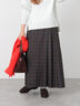 【選べる着丈】チェックキルトスカート（グレー/ベージュ/グリーン/ネイビー）｜Lugnoncure（ルノンキュール）通販