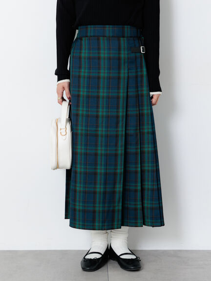 【選べる着丈】チェックキルトスカート（グレー/ベージュ/グリーン/ネイビー）｜Lugnoncure（ルノンキュール）通販