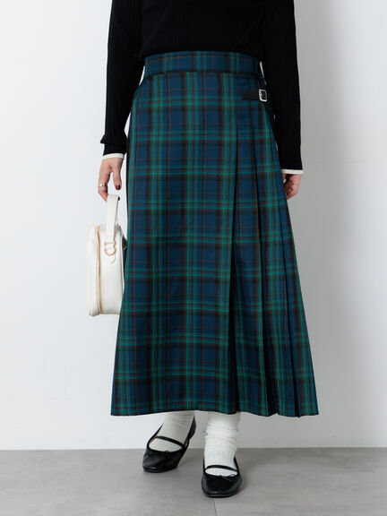 【選べる着丈】チェックキルトスカート（グレー/ベージュ/グリーン/ネイビー）｜Lugnoncure（ルノンキュール）通販