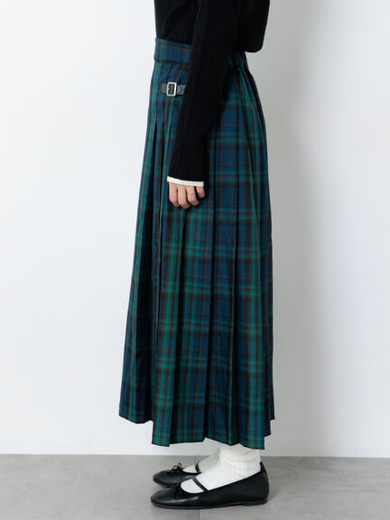 【選べる着丈】チェックキルトスカート（グレー/ベージュ/グリーン/ネイビー）｜Lugnoncure（ルノンキュール）通販