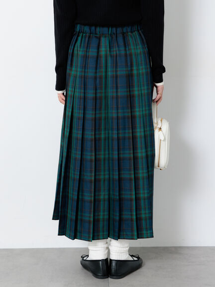 【選べる着丈】チェックキルトスカート（グレー/ベージュ/グリーン/ネイビー）｜Lugnoncure（ルノンキュール）通販