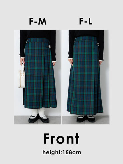 【選べる着丈】チェックキルトスカート（グレー/ベージュ/グリーン/ネイビー）｜Lugnoncure（ルノンキュール）通販