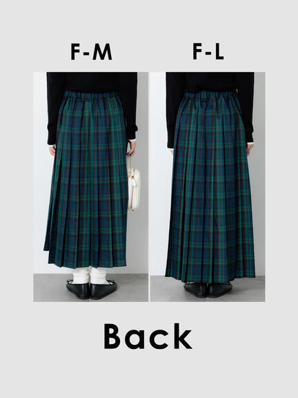 【選べる着丈】チェックキルトスカート（グレー/ベージュ/グリーン/ネイビー）｜Lugnoncure（ルノンキュール）通販