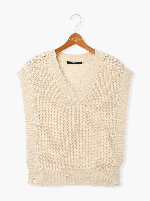 セール】 スラブヤーンVネックニットベスト（ブラック/ブラウン/キナリ