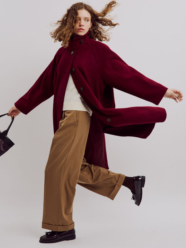 ウールライクステンカラーコート（ボルドー/ブラウン/ネイビー