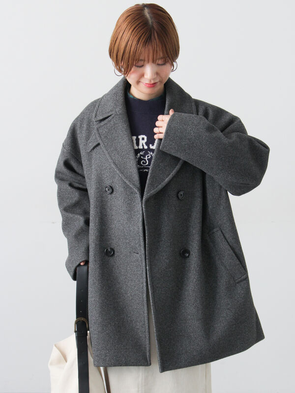 ウールライクミドルPコート（グレー/ブラウン/ネイビー）｜Lugnoncure（ルノンキュール）通販