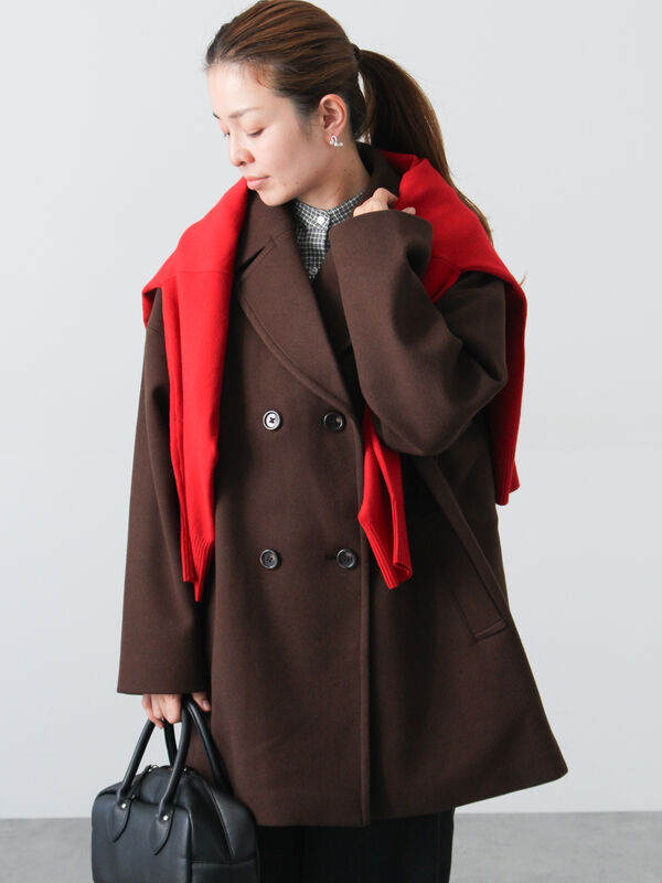 セール】 ウールライクミドルPコート（グレー/ブラウン/ネイビー