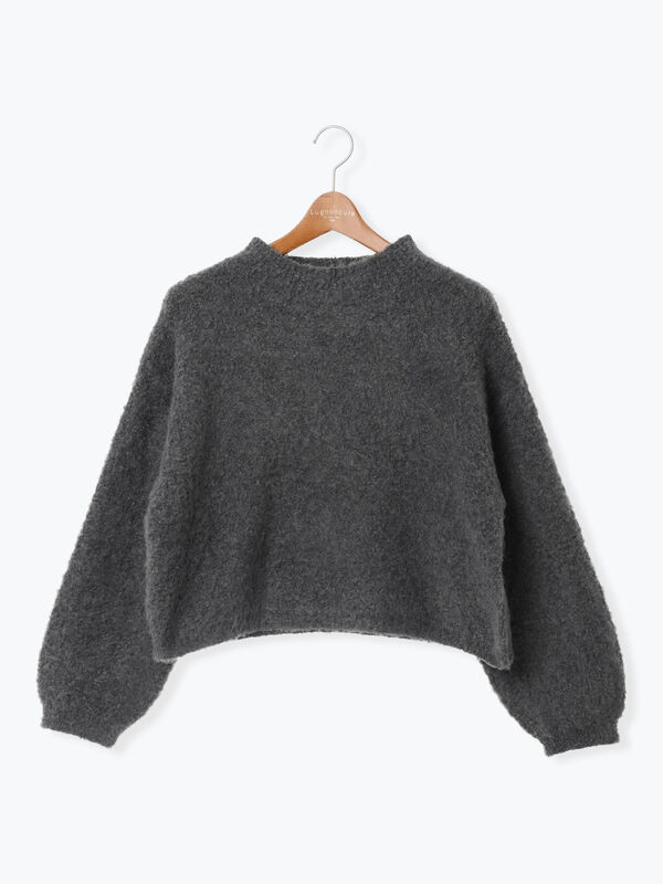 ブークレクロップドニット（グレー/チャコールグレー/レッド/ベージュ