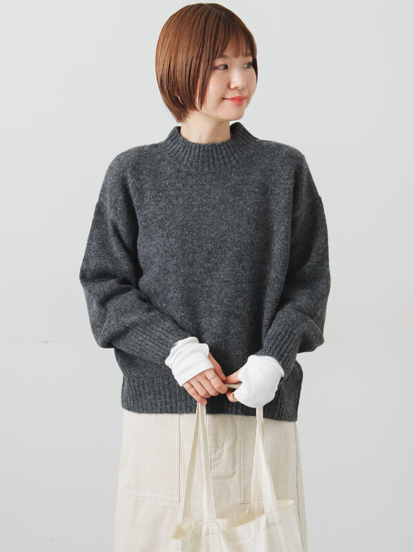 ウール混ふわふわハイネックニット（チャコールグレー）｜Lugnoncure（ルノンキュール）通販