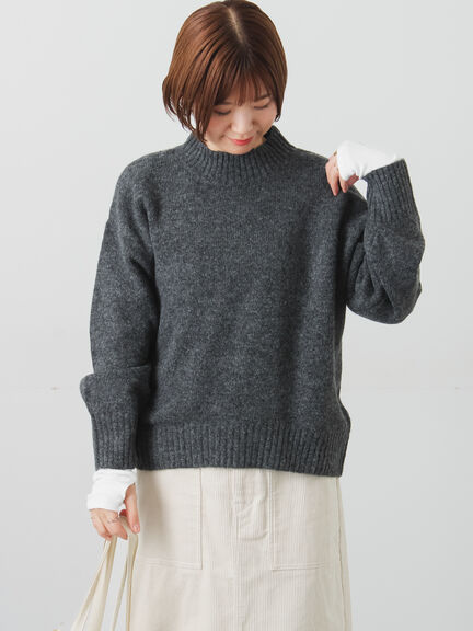 ウール混ふわふわハイネックニット（チャコールグレー/ピンク/ベージュ/ミント/パープル）｜Lugnoncure（ルノンキュール）通販