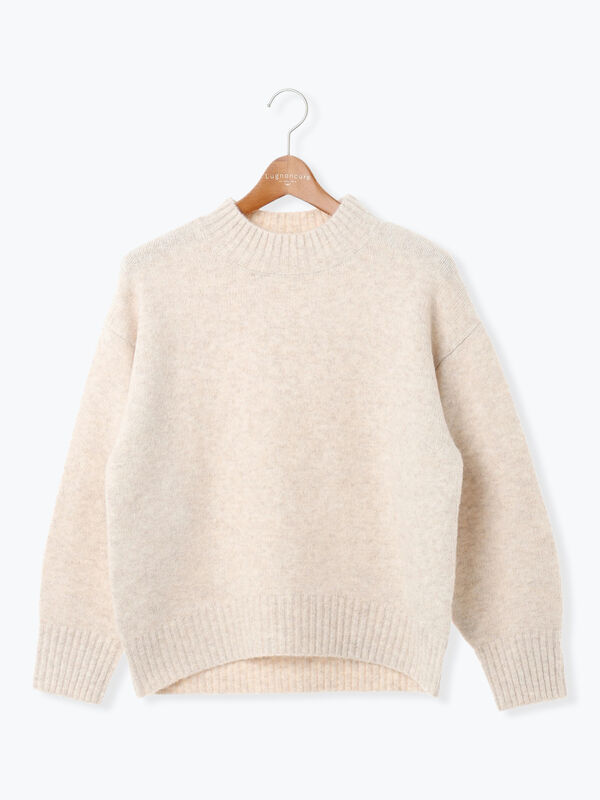 ふわふわページ セール】 ウール混ふわふわハイネックニット（チャコールグレー/ピンク