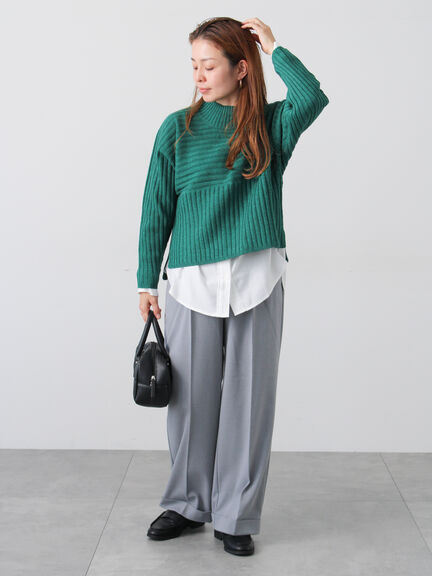 リブ切替ボトルネックニット（グレー/ブラック/イエロー/グリーン/ブルー）｜Lugnoncure（ルノンキュール）通販