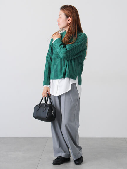 リブ切替ボトルネックニット（グレー/ブラック/イエロー/グリーン/ブルー）｜Lugnoncure（ルノンキュール）通販