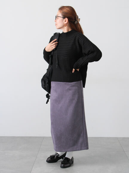 リブ切替ボトルネックニット（グレー/ブラック/イエロー/グリーン/ブルー）｜Lugnoncure（ルノンキュール）通販