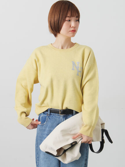 ロゴアソートジャカードニット（オフホワイト/グレー/イエロー/ネイビー）｜Lugnoncure（ルノンキュール）通販