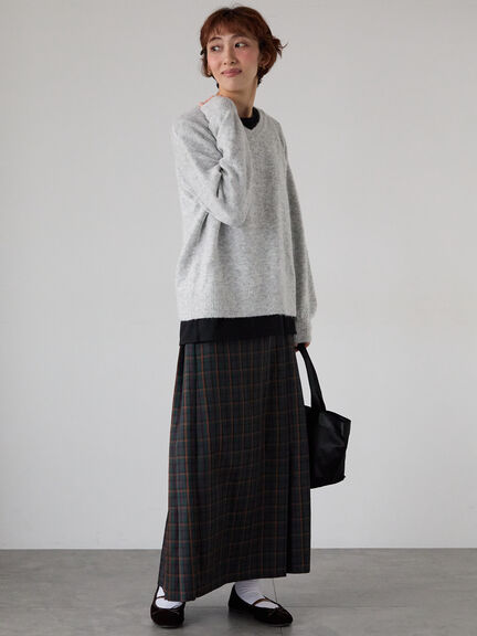 もちもちメランジVネックニット（グレー/チャコールグレー/ベージュ/グリーン/ブルー）｜Lugnoncure（ルノンキュール）通販